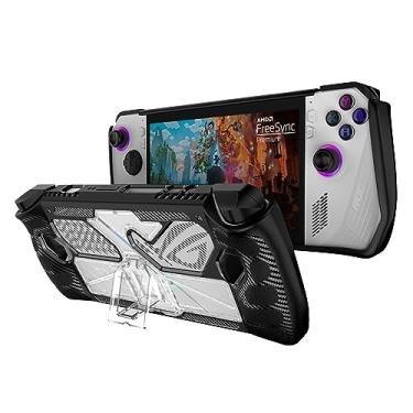 Imagem de HUAYUWA Capa protetora preta com suporte de PC rígido compatível com ROG Ally 7 polegadas Gaming Handheld 2023 capa de TPU macio para console de jogos Capa de pretensão completa