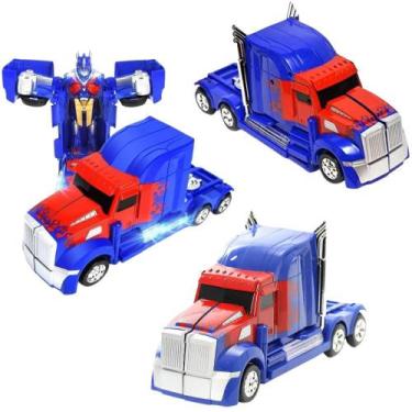 Imagem de Caminhão Transformers Optimus Prime Pilha Vira Robô Som Luz Infantil -