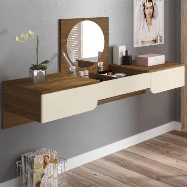 Imagem de Penteadeira Escrivaninha Suspensa Elegance Freijó/Off White