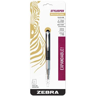 Imagem de Caneta esferográfica telescópica Zebra StylusPen, ponta média, 1,0 mm, tinta preta, barril cinza, 1 unidade (33601)