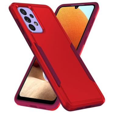 Imagem de LXURY Capa à prova de choque para Samsung Galaxy S23 Ultra/S23 Plus/S23, capa de PC antiarranhões de grau militar com proteção de câmera de tela, capa robusta, vermelha, S23 de 6,1 polegadas