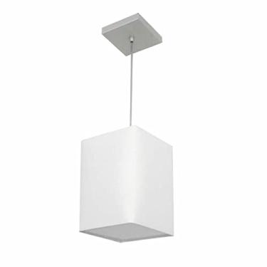 Imagem de Lustre Pendente Quadrado Cúpula Tecido 25/16x16 cm, Vivare Iluminação, Pendente4007 BR, Branco, Pequeno