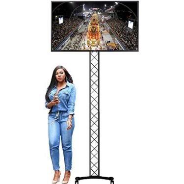 Imagem de Suporte Pedestal Para Tv Elevado 2,2m De Altura De 32 a 65 Polegadas Com Rodas