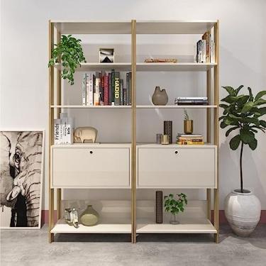 Imagem de Conjunto 2 Estantes Industrial para Livros 4 Prateleiras 1 Porta MDP Match Artely