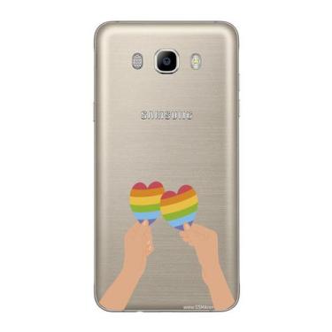 Imagem de Capa Case Capinha Samsung Galaxy  J7 2016 Arco Iris Mãos Com Corações