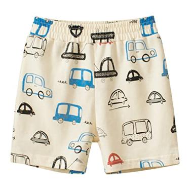 Imagem de Shorts xadrez para meninos grandes verão para meninos shorts de desenho animado estampa de carro shorts casual moda para shorts bebê, Bege, 6-7 Years