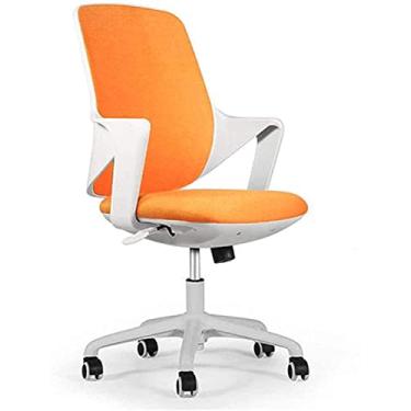 Imagem de Cadeira de escritório Cadeira de barbeiro Cadeira de computador Cadeira de escritório com altura ajustável com base cromada Cadeira giratória acolchoada, cinza claro (laranja) lofty ambition