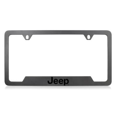 Imagem de JEEP Moldura para placa de carro - Metal preto gravado
