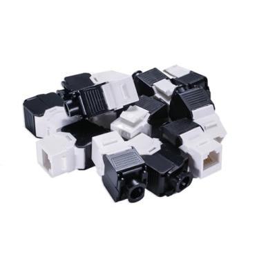 Imagem de QSFPTEK 20 conectores Cat6a RJ45, acoplador fêmea 10GBase-T UTP RJ45, módulo de conector Keystone sem ferramentas não blindado, inserção para cabeamento Ethernet de rede de internet de fibra