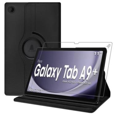 Imagem de Capa Giratória 360 Flip pelicula Para Tablet Samsung Galaxy Tab A9 Plus SM-X216 SM-X210 + Enterprise Edition 11 Polegadas (Com pelicula) - Alamo (PRETO)