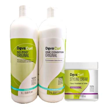 Imagem de Deva No-poo Shampoo + One Condicionador Litros +styling 500g