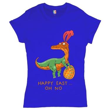 Imagem de Camiseta feminina Happy Easter Oh No Egg Hunting Dinosaur, Azul, G