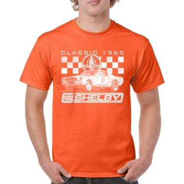 Imagem de Camiseta masculina clássica 1965 Shelby GT350 American Retro Legend Mustang Cobra Muscle Car Racing Powered by Ford, Laranja, G