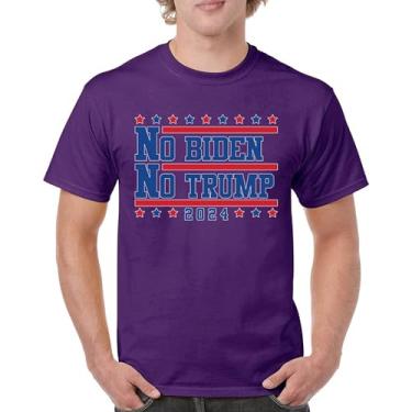 Imagem de Camiseta masculina No Biden No Trump 2024 Vote Eleição Presidencial Candidato Democrata Republicano Independente, Roxa, P