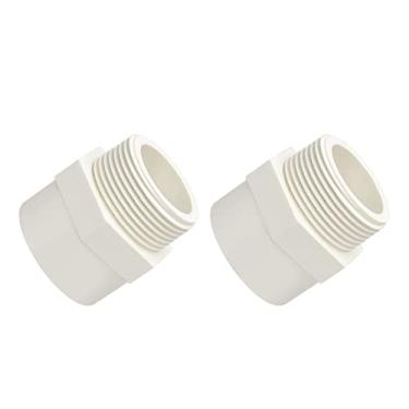 Imagem de METALLIXITY Adaptador de mangueira de PVC, (rosca macho G1-1/2) 2 peças, conector de móveis de encaixe de tubo de PVC - para construção de suprimentos de água, faça você mesmo, estufa de prateleira de