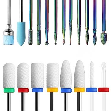Imagem de ERUIKA Conjunto de 18 peças de brocas de unha, 3/32 polegadas, cortador elétrico de unhas de gel acrílico, removedor de cutículas de cristal, brocas de extensão de unhas para unhas e salões de casa