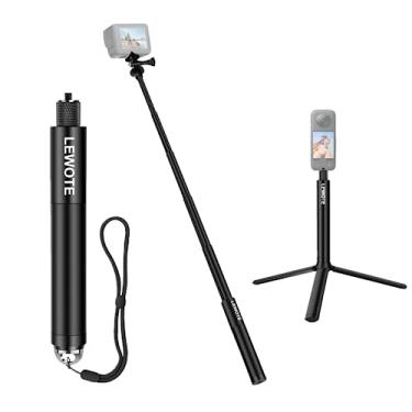 Imagem de LEWOTE Bastão de selfie extensível compatível com Insta360 One X2 X3 XR/RS/GO 2 GO 3, série Gopro, acessórios monopé DJI Action Series [com tripé destacável] (27 polegadas (70 cm)