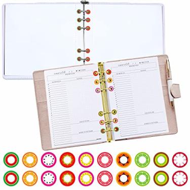 Imagem de Pacote com 3000 etiquetas adesivas de reforço de perfurador com design de frutas, protetores de furo de círculos de plástico resistentes a rasgos para folhas de papel soltas, 10 designs de donut (externo 1,2 cm, interno de 0,6 cm)