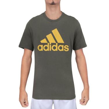 Imagem de Camiseta Adidas Essentials Single Jersey Big Logo Cinza e Amarela