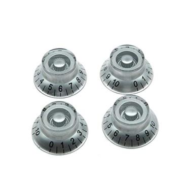 Imagem de Dopro 4 puxadores de sino personalizados métricos para chapéu superior prata com número preto para Epiphone Les Paul/importação de guitarra baixo com panelas divididas de 5,8 mm grossas