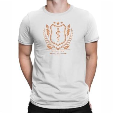 Imagem de Camiseta Faculdade Curso de Medicina Masculina,estampas exclusivas (BR, Alfa, M, Regular, Branco Frontal 1)