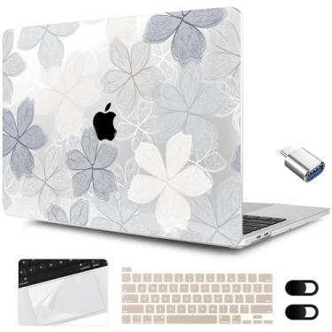 Imagem de MEEgoodo Capa para MacBook Pro de 13 polegadas 2022 2021 2020 A2338 M2/M1 A2251 A2289 com Touch ID, capas rígidas transparentes para laptop com capa para webcam, película para trackpad e adaptador