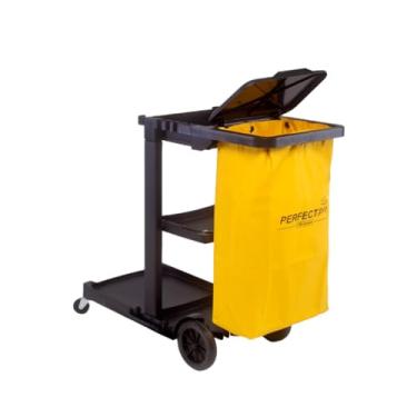 Imagem de Perfect Pro, Carro de Limpeza Funcional Basic Black, Com Rodas, Acompanha Bolsa de Vinil Amarela Sem Zíper - Preto