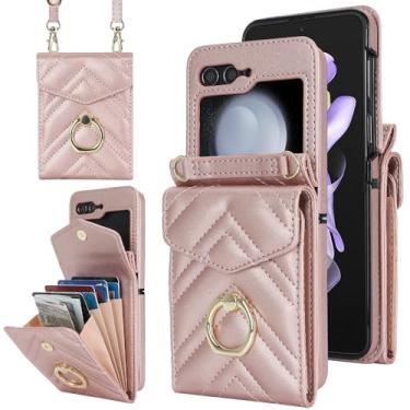 Imagem de Asuwish Capa de telefone para Samsung Galaxy Z Flip 6 5G 2024 capa carteira com anel de bloqueio de RFID, alça de pulso transversal, suporte para cartão de crédito, bolsa celular ZFlip6 Z6 G Flip6 6Z