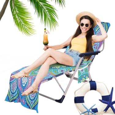 Imagem de Cadeira de praia – Toalha de cadeira de praia de microfibra – Cadeira de praia de tamanho grande, capas de poltrona de piscina, toalhas de espreguiçadeira macias que não deslizam, bolsa de ombro para