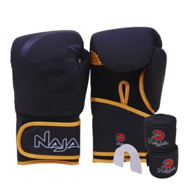 Imagem de KIT NAJA LUVA BOXE BLACK 1 PAR DE LUVAS +1 PAR DE BANDAGEM 2,8M + PROTETOR BUCAL