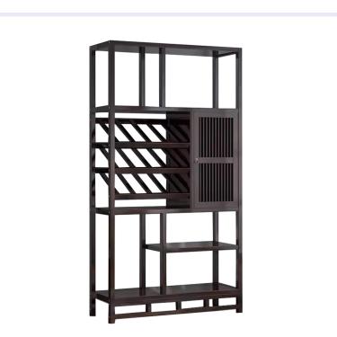 Imagem de Armário grande de canto de bambu para bar de vinhos com armazenamento com prateleira para vinhos, 2 gavetas, com porta de celeiro, prateleiras de armazenamento, prateleira para vinhos Buffet