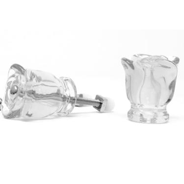 Imagem de Puxador de armário e móveis de vidro em forma de rosa em várias cores (transparente)