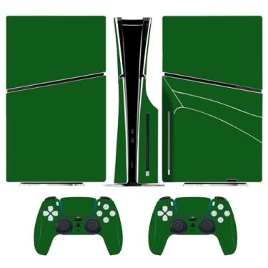 Imagem de Adesivo de película para console de disco fino PS5 capa de decalque de vinil protetor para PS5 Slim Controller (verde)