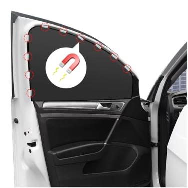 Imagem de Persiana magnética para janela frontal do carro (2 peças) - 100% blocos de luz, fácil instalação para bebês, animais de estimação e proprietários de carros, proteção UV e térmica, ajuste universal,