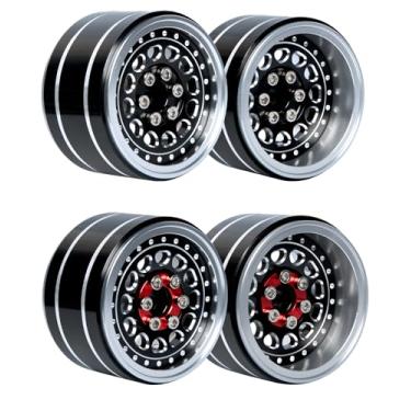 Imagem de RCHuiWow RC Wide 1.57'' (40mm) 2.2 Beadlock Wheels for SCX10 Capra Wraith Ryft / TRX4 AMG 6x6 / Gen8 Everest Gen 7 Pro,Adjustable 4 Offsets Rims,4Pack,Black w/Red
