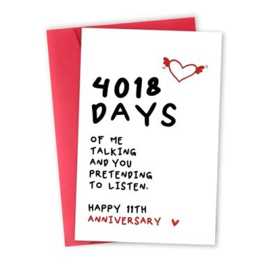 Imagem de mmuue Cartão engraçado de aniversário de 11 anos para esposa marido, cartão romântico de 11º aniversário para namorada, namorado, presente de aniversário de 11 anos para ele e ela