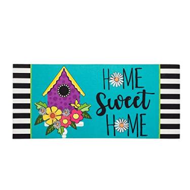 Imagem de Evergreen Sassafrás Daisy Birdhouse Capacho de entrada intercambiável | Interior e exterior | 55,88 cm x 25,4 cm | Base antiderrapante | Todas as estações | Perfil baixo | Decoração de casa