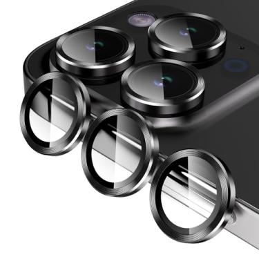 Imagem de Jeluse Protetor de lente de câmera para iPhone 17 Pro Max/17 Pro/16 Pro Max/16 Pro/15 Pro Max/15 Pro/14 Pro Max/14 Pro, kit de alinhamento de capa protetora de tela de vidro temperado 9H anel