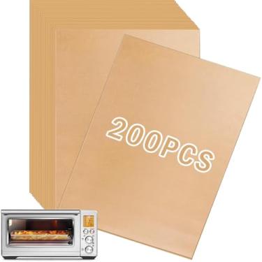 Imagem de Forros de papel para fritadeira Air Fryer descartáveis, compatíveis com Breville the Smart Oven Air Fryer Pro BOV900BSS, 200 peças, folhas de papel pergaminho para assar airfryer, acessórios para