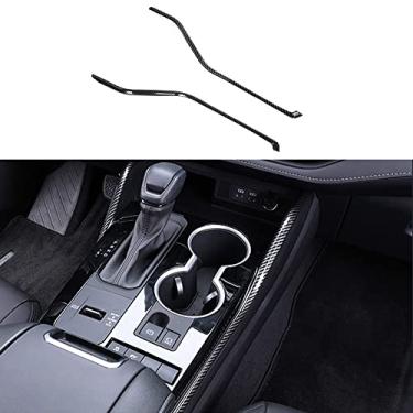 Imagem de LEXLEY 2 peças de fibra de carbono estilo console central painel de mudança de marchas capa de acabamento lateral acessórios interiores para Toyota 2020 2021 2022 2023 2024 Highlander