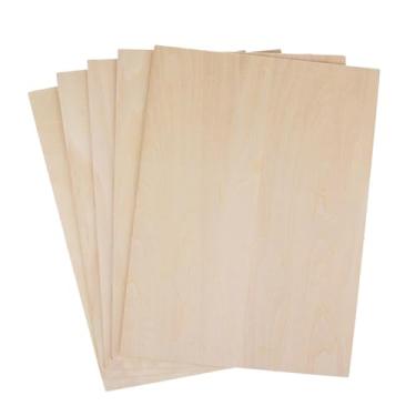 Imagem de Generic 5x folhas de madeira diy placa de madeira materiais de hobby mini casa construção artes artesanato, placa de madeira de artesanato fino para modelos, 250 mm x 200 mm x 1 mm