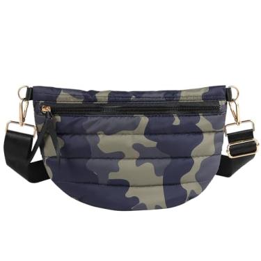 Imagem de Bolsa tiracolo acolchoada para mulheres, puffer, pochete tipo pochete inchada, cinto de peito, bolsa de ombro para mulheres, Camuflagem, 12 inches (length) x 8 inches (width)