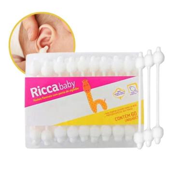 Imagem de Hastes Flexíveis Em Algodão Infantil Bebê Ricca Baby 60 Unidades
