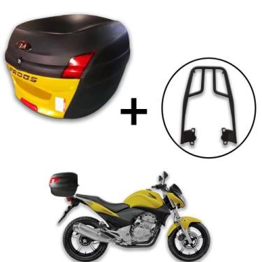 Imagem de Baú Bauleto 34l Awa Proos + Bagageiro Cb 300 Aço Maciço, dourado