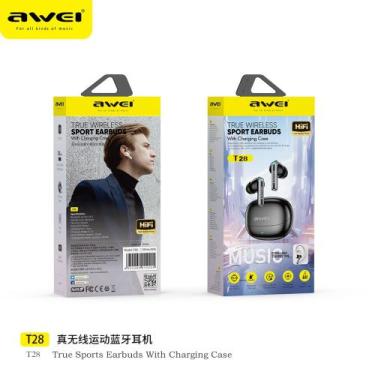 Imagem de Fone awei bluetooth sport  earbuds t28, preto 