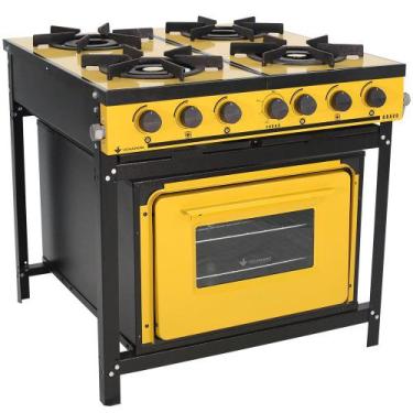 Imagem de Fogão Industrial Venâncio Bravo a Gás 4 Bocas com Forno Amarelo Esmalt