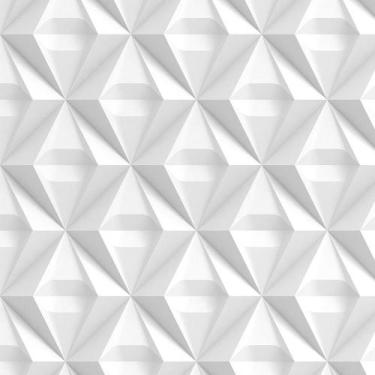 Imagem de Papel De Parede Adesivo Autocolante 3D Triângulos Branco e Cinza - PAP