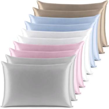 Imagem de Kit 10 Fronhas ( 5 Pares ) Charmousse Seda Cetim Alto Brilho Anti Friz
