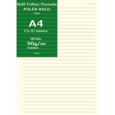 Imagem de Papel Polen A4 Bold 90g Pautado 100 Folhas 21x29,7cm A4 - Best
