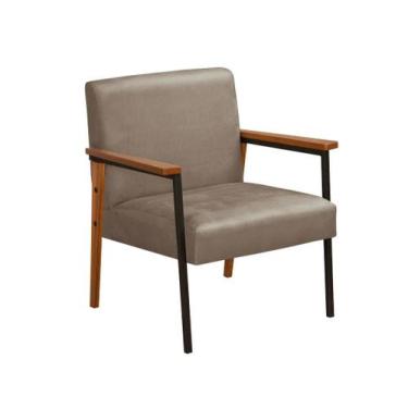 Imagem de Poltrona Decorativa Trindade Estilo Industrial Sanna Decor Em Veludo, 